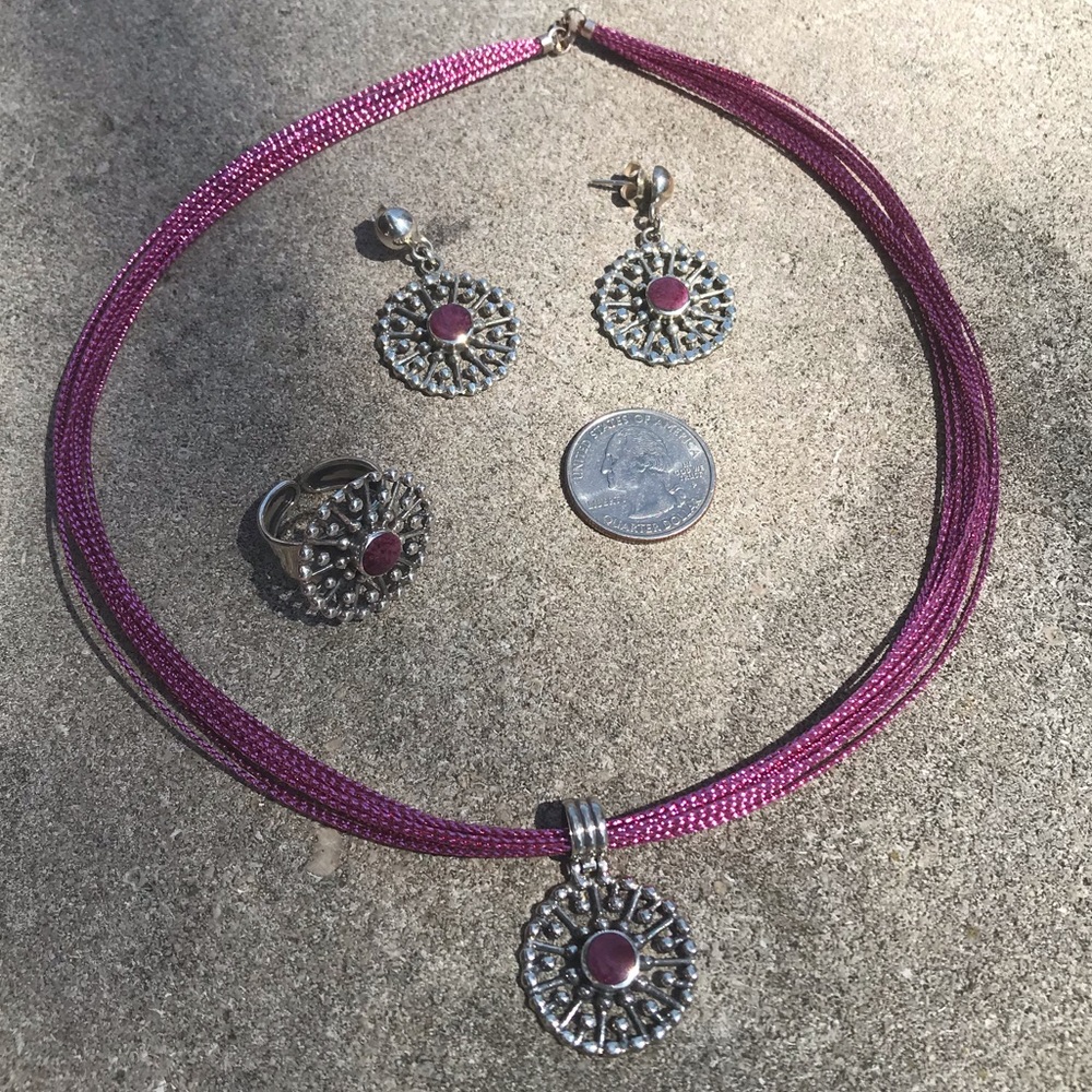 Peruvian Silver & Natural Amethyst Stone